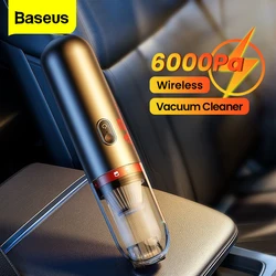 Baseus-ワイヤレス掃除機6000Pa,ミニ家庭用掃除機,車のインテリアクリーニング,ポータブル車用