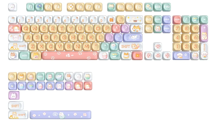 Teclas MOA minimalistas blancas y grises, juego de teclas de sublimación de tinte PBT, estética limpia para teclado mecánico 60% 80% TKL