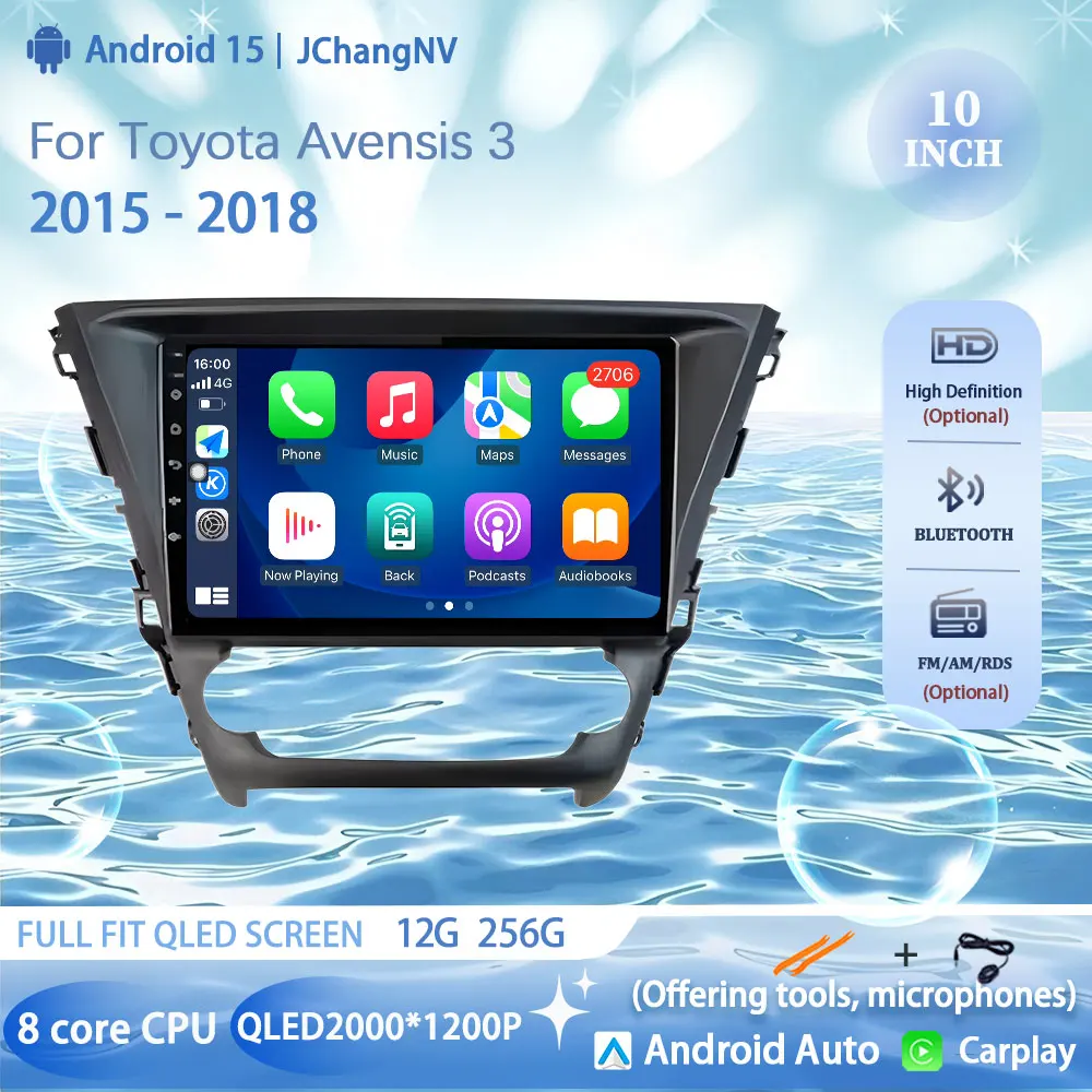 

10“ WIFI Android Auto For Toyota Avensis 3 2015 - 2018 Video Player Car Radio GPS Navigation Multimedia Stereo Carplay No 2din
