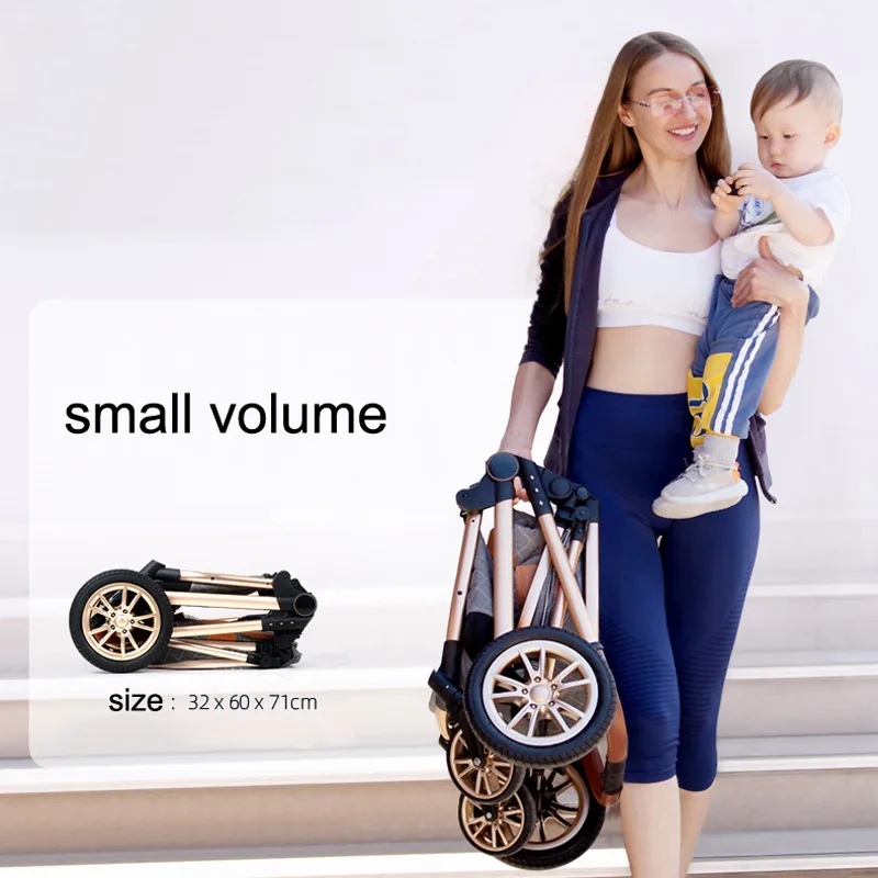 Best Quality 3 In 1 Baby Stroller High Landscape Luxury Baby Cradle Infant Carrier Kinderwagen Baby Stroller