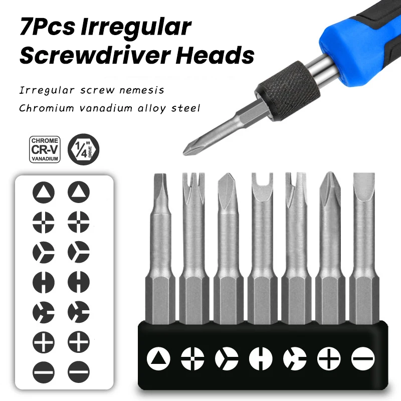 7/13Pcs Shaped Screwdrivers Set Tool for Screw One Character Cross Plum Blossom Shaped Triangular Screwdriver Removal Tool