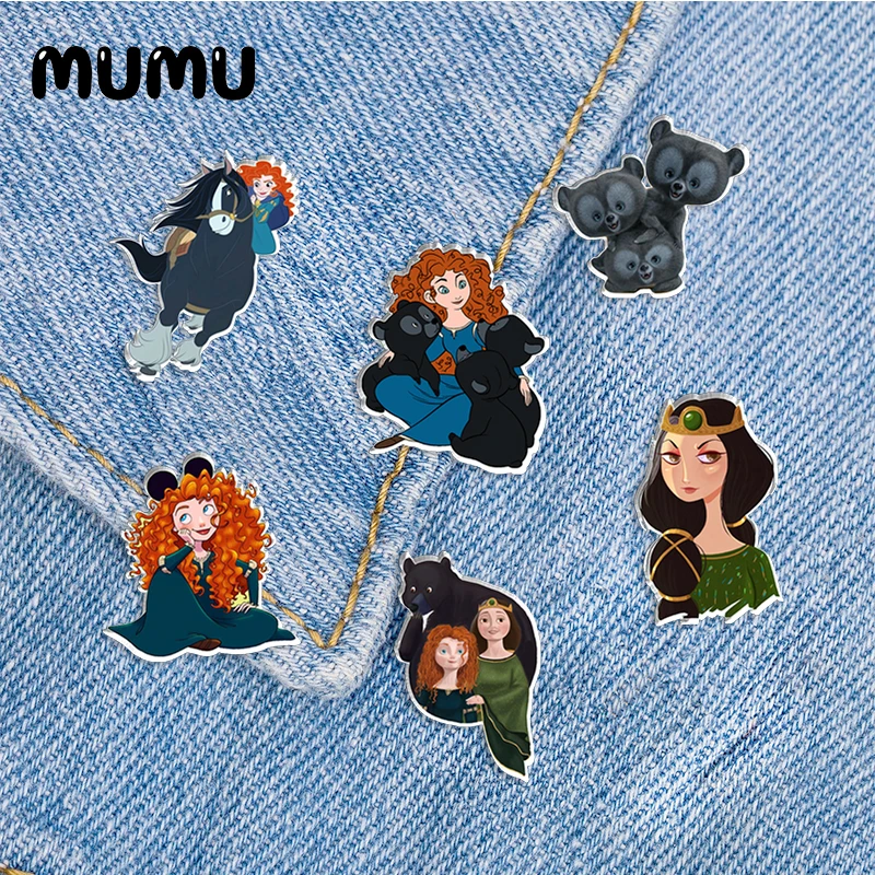 2024 New Brave Lapel Pin Princess Merida Acrylic Brooches Handmade Epoxy Jewelry Shirt Bag Badge