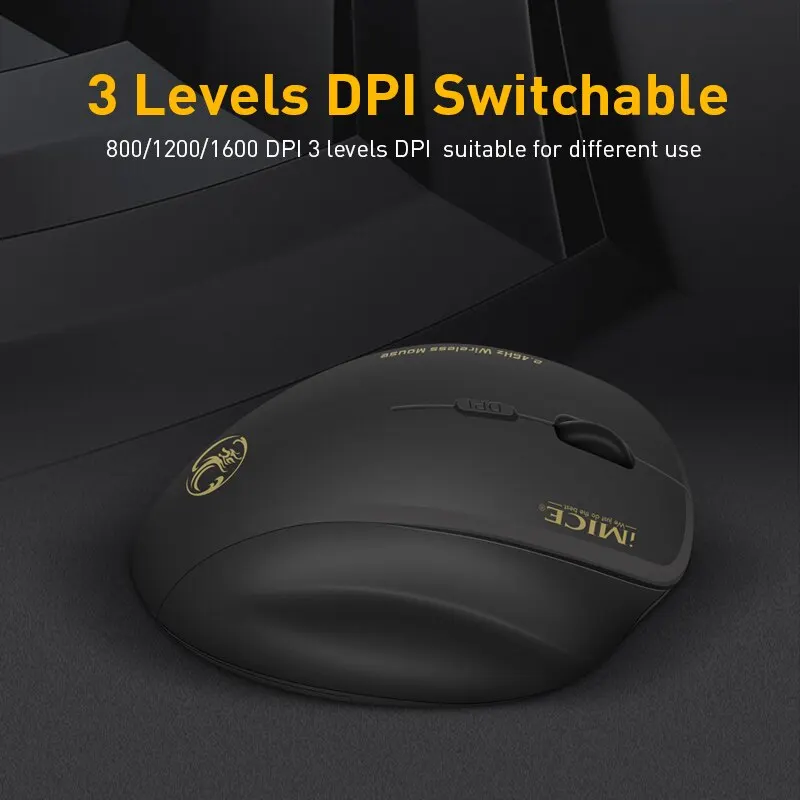 G6 ABS Wireless Mouse Ergonomic Computer IMICE Mouse 2.4Ghz Gamer PC Optical Mouse With USB Receiver 1600 DPI For Laptop PC