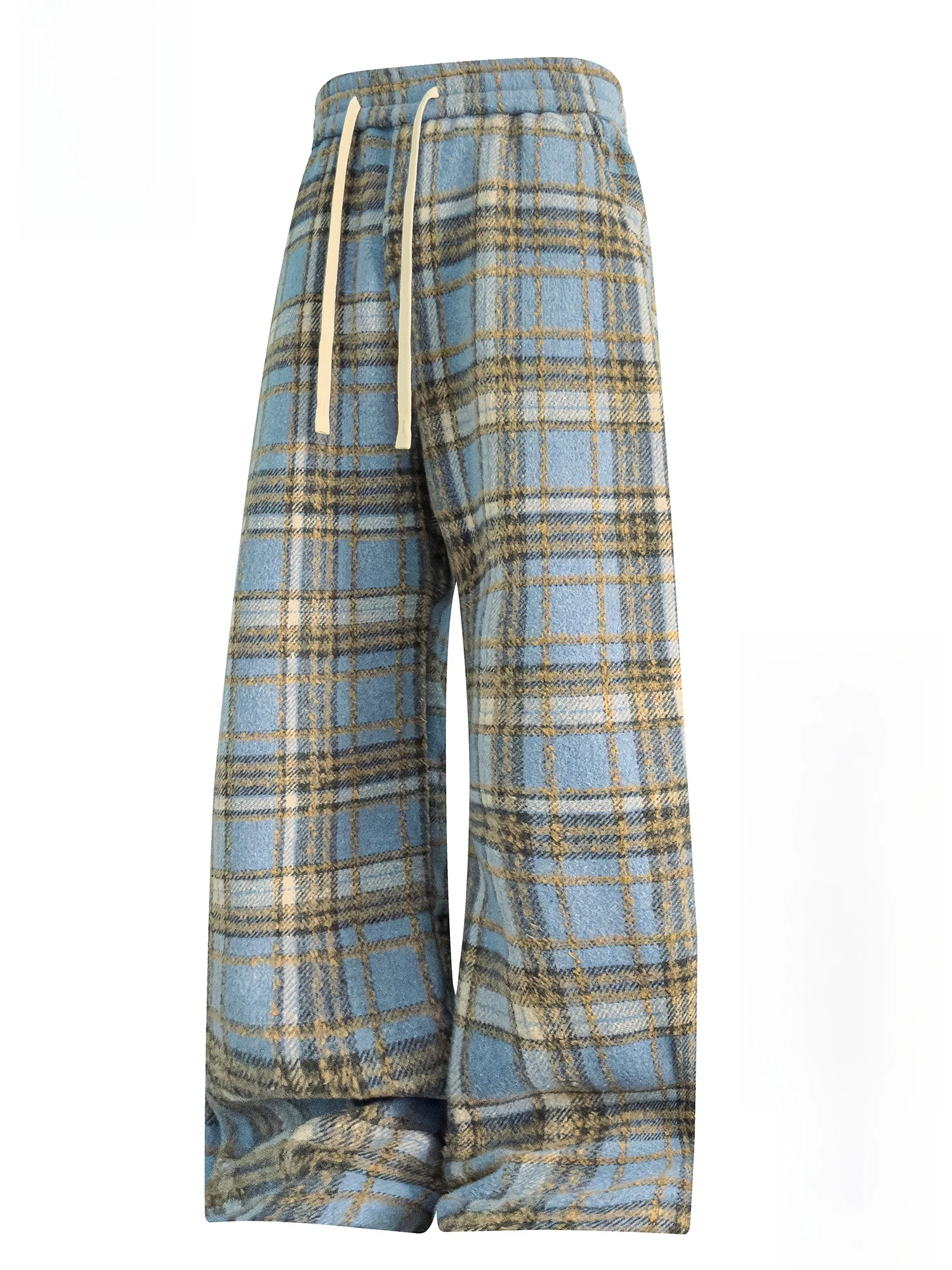 

PaulFrank Plaid Fce Lined Loose Men's Casual Pants Winter Warm Wide Leg Sports Trousers Casual Straight Leg Trousers
