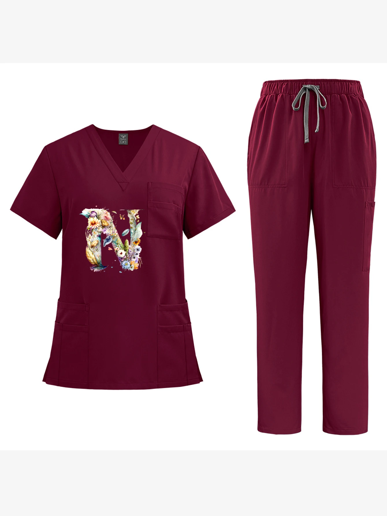 Unisex V-Neck Short-Sleeve Workwear Restaurant Waiter Set Breathable Wrinkle-Resistant Catering Overalls