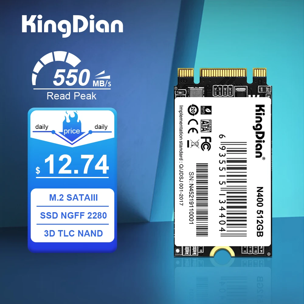 KingDian M.2 NGFF N400 2242&2280mm M2 SSD 128GB 256GB 512GB 1TB HD SSD  For Desktop Laptop PC Jumper  3