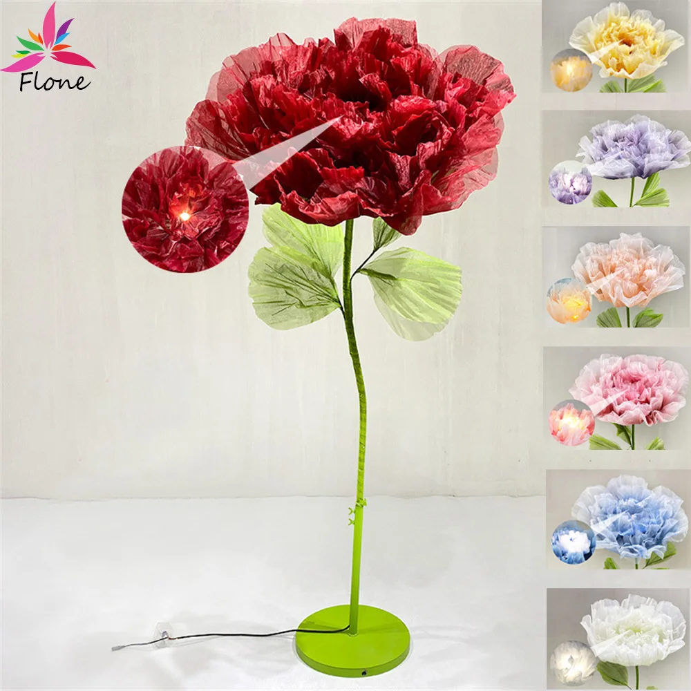 Fiori Giganti Decoracion H5.2-6.4ft Gauze Mesh Flower Connect Electricity Floral Head Open Close Wedding Party Decoration Props