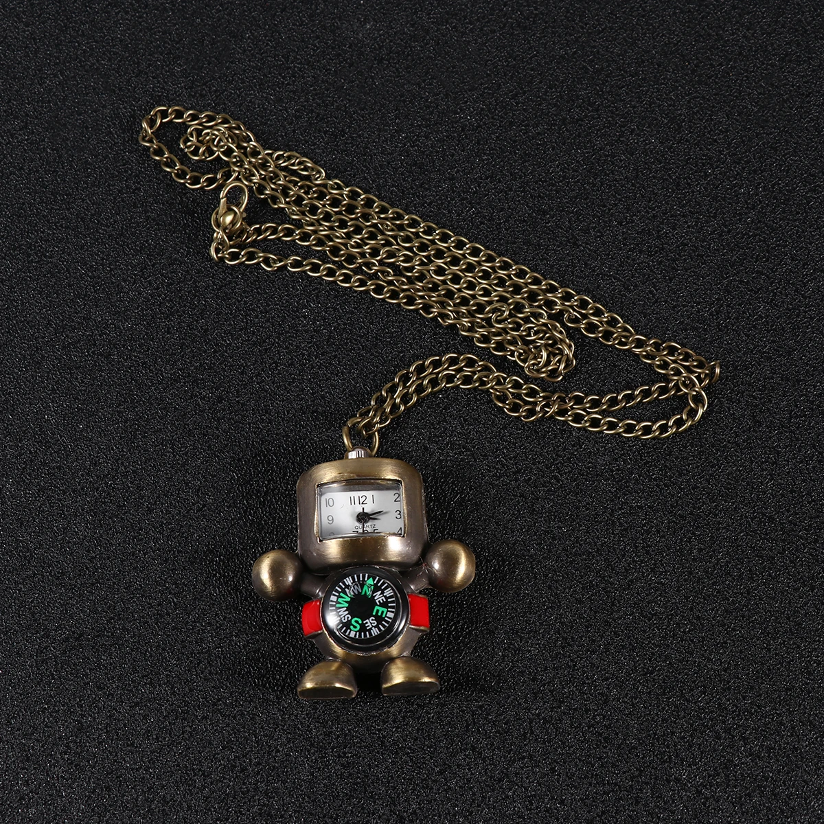 

Keychain Pocket Watch Hanging Robot Classical Fashion Keyring Durable Material Multi Function Compass Stylish Block Design