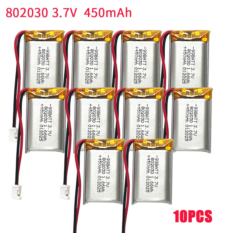 10pcs 802030 082030 802035 902030 Battery 3.7V 400mAh Lithium Polymer Li-ion Batteries for Bluetooth Headset Keyboard Mouse