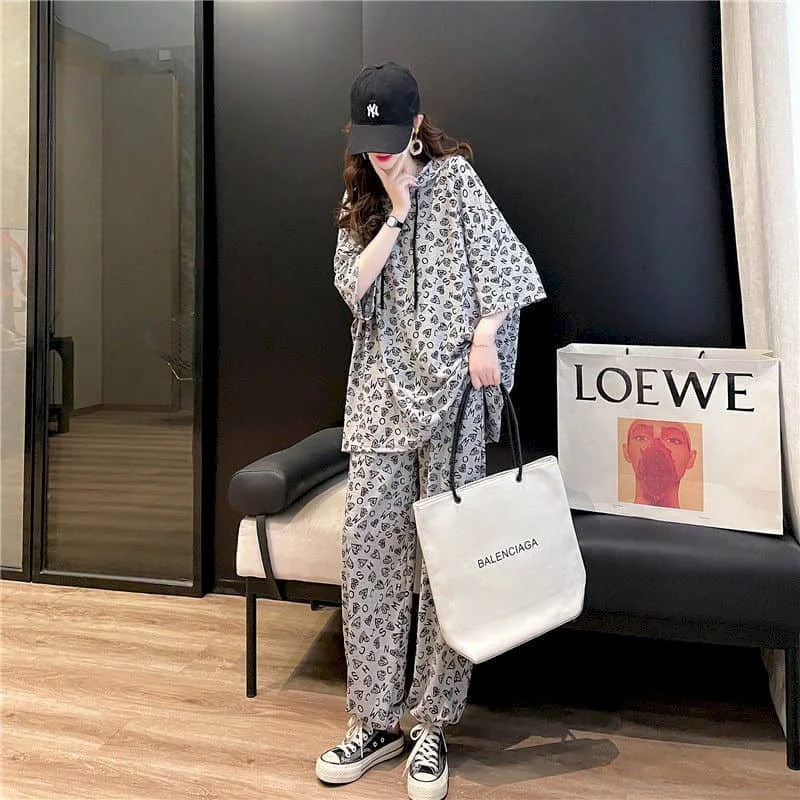 Pants Sets Casual Fashion Korean Style Tops Lace-up Baggy Pants Women's Tracksuit  New In Matching Set Two Piece Set for Women