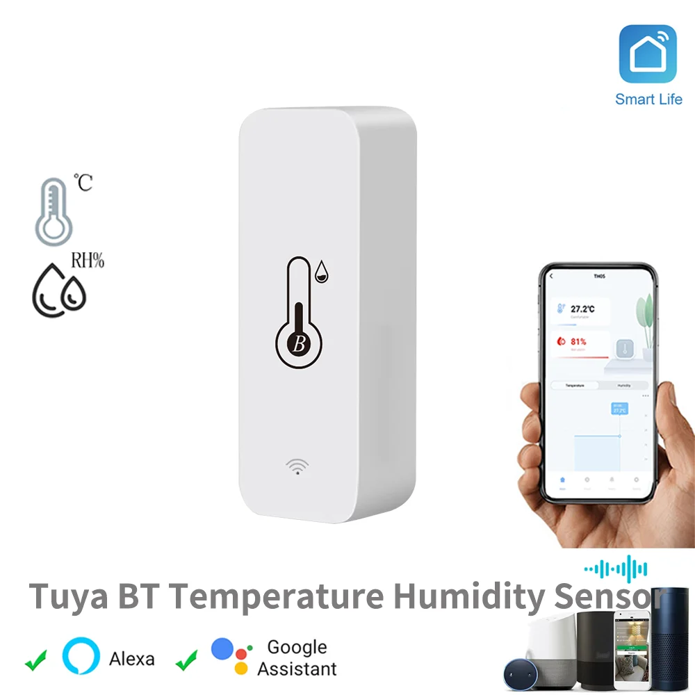 Tuya BT Akıllı Sıcaklık Nem Sensörü Kapalı Higrometre Bluetooth Uyumlu APP Uzaktan Kumanda Alexa Google Home ile Çalışır