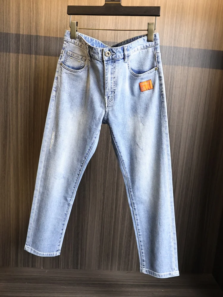 

Lightweight Soft Comfortable Men's Casual Waed Jeans Spring Summer Straight Leg Fit Cotton Polyester Blend Breathable