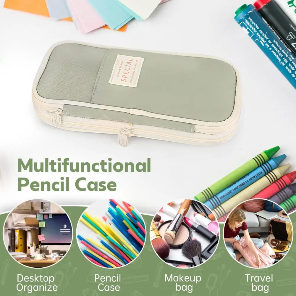 Capacity Pencil Case Durable Pencil Case Expandable Canvas Pencil Case with Zipper Closure Capacity for Pens for Organization