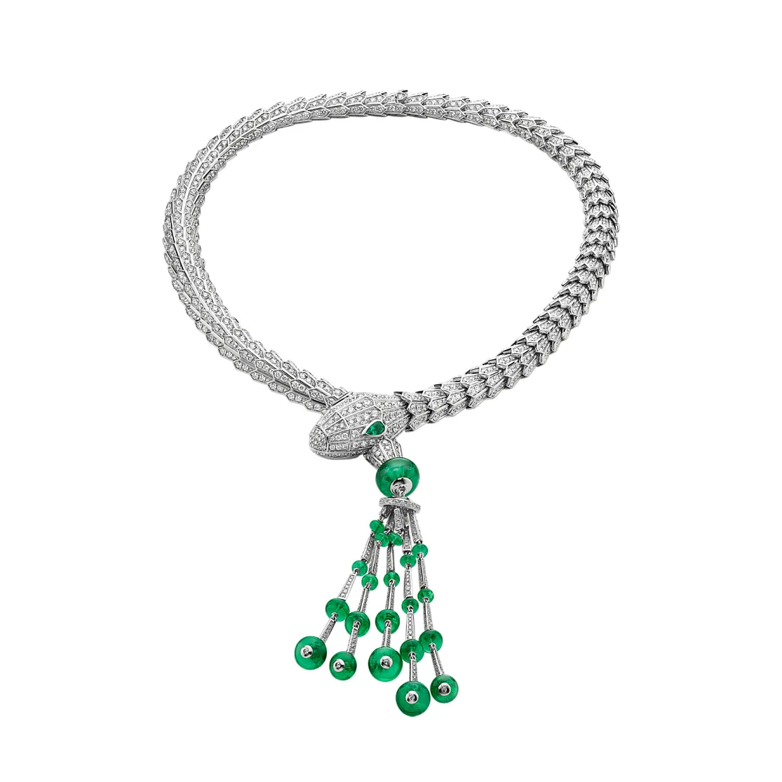 

ZOCA 925 Sterling Silver Emerald Green High Carbon Beads Tassel Snake Choker Necklaces For Women Designer Luxury Jewelry