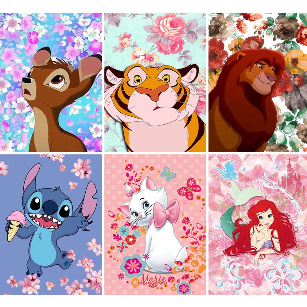 Diamond Painting Disney Cartoon Character Full Round Diamond Embroidery Bambi The Lion King Rhinestone Pictures Home Decor