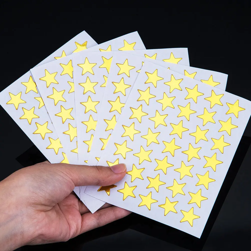 

1Set Five-Pointed Star Stickers Gold PVC Reward Stickers Kindergarten Classroom Decoration Party Craft Teacher Parents