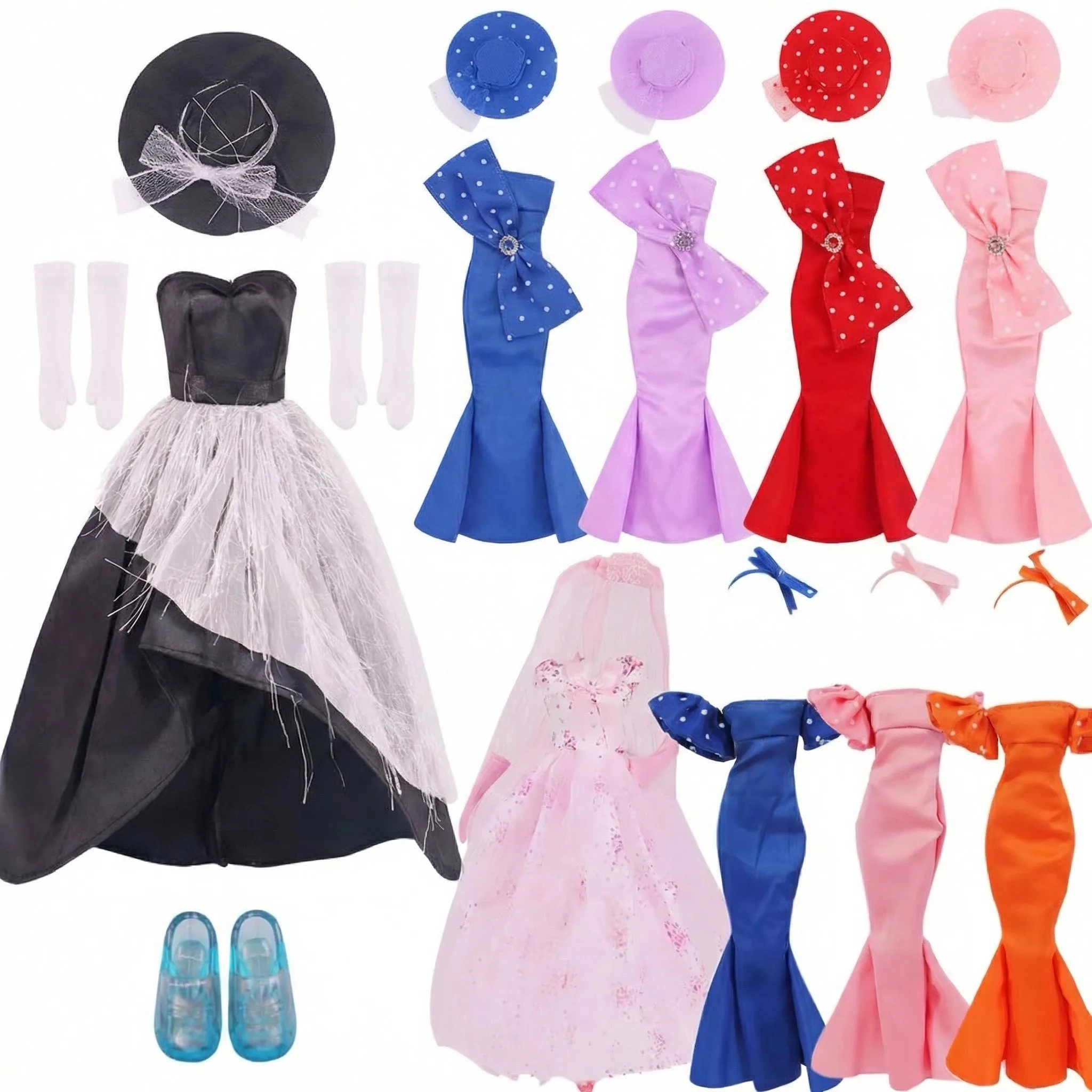 2Pcs Doll Clothes Top Hat+Skirt Pretty Princess Dress For 11.8inch 30cm Doll Set 1/6 BJD Doll Accessories,Festival Gift Girl Toy