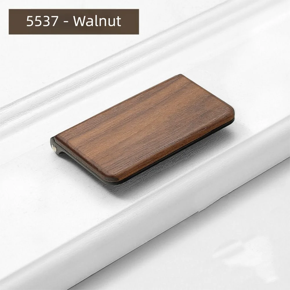 

Walnut Wood Flip Cover Pull Handle Modern Design Simple Style No Drilling Handle Concealed Fastening Flip Cover Mechanism