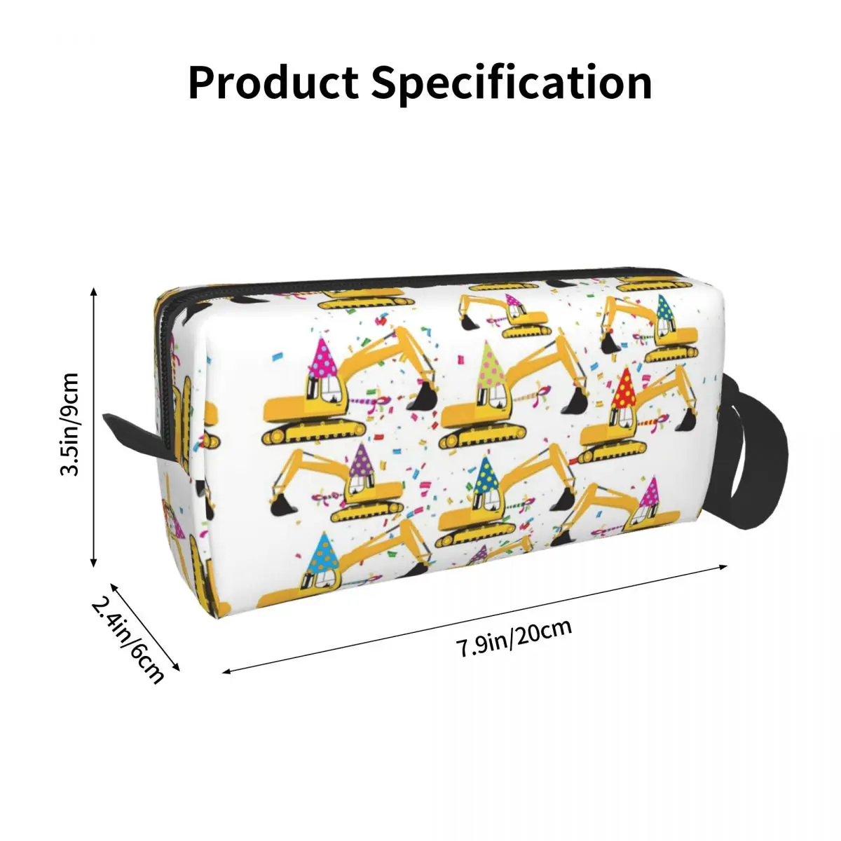 Excavator Construction Truck Party Pattern Makeup Bag Cosmetic Dopp Kit Toiletry Cosmetic Bag Women Beauty Travel Pencil Case