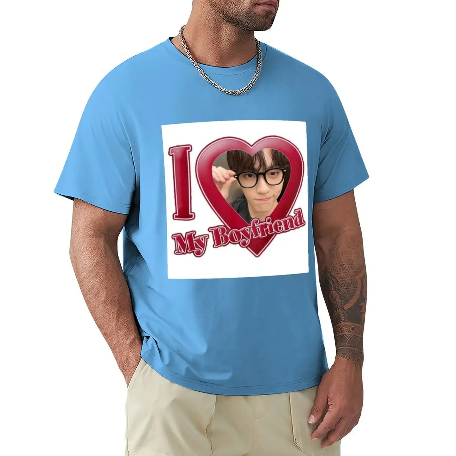 Short Sleeve Tee Aesthetic Clothes Men T Shirt Soobin TXT ‘i Love My Boyfriend’ T-Shirt Graphic Oversized Harajuku Men Clothing