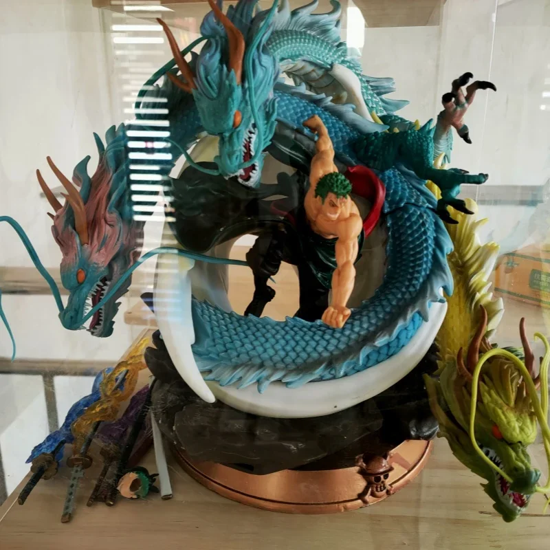 35-50cm One Piece Pirate King Handmade Gk Sauron 3000 World Model Anime Peripheral Decoration Gift Pop Three Knife Flow D