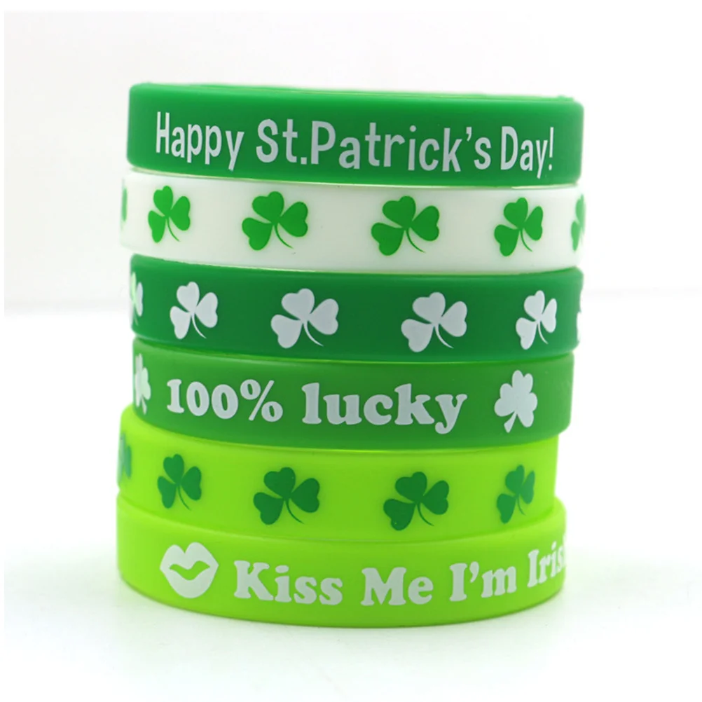 

12 Pcs Patterned Wristbands Festival Patrick Day Party Supply Saint Accessories Bracelet Decoration