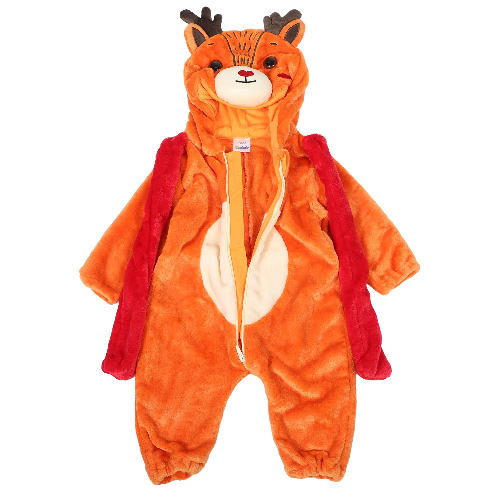 

Flannel Baby Romper Cute Deer Pattern Hooded One-Piece Sleepwear For Winter Christmas Halloween Party Unisex Kids Jumpsuit