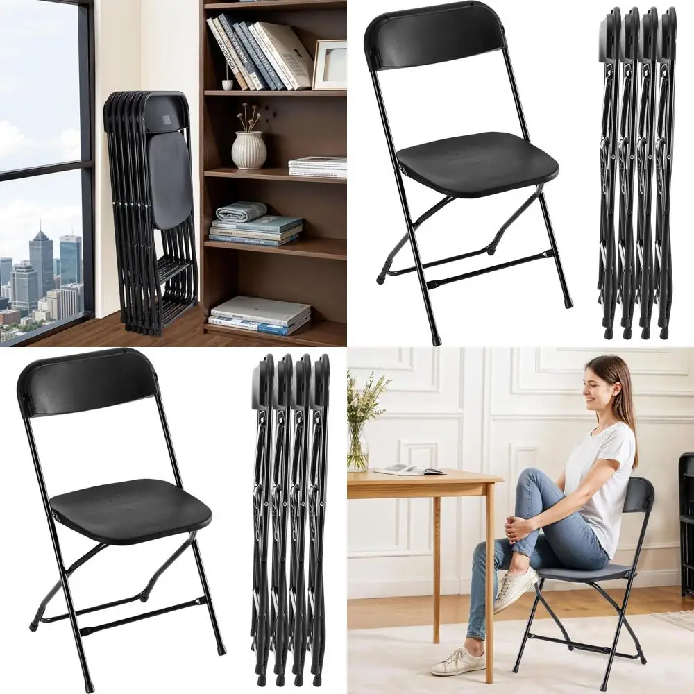 

Portable Stackable Plastic Chairs with Metal Frame, 330lb Capacity, Ideal for Indoor/Outdoor Use, Suitable for Parties, Weddings