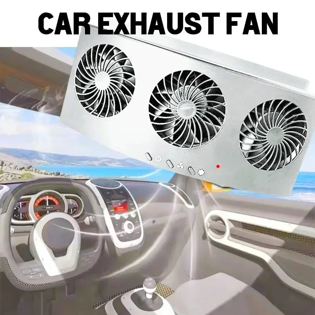 Car Exhaust Fan USB Rechargeable/solar Air Circulation Cooling and Heat Dissipation High Wind Power 2/3 Head Ventilation Fan