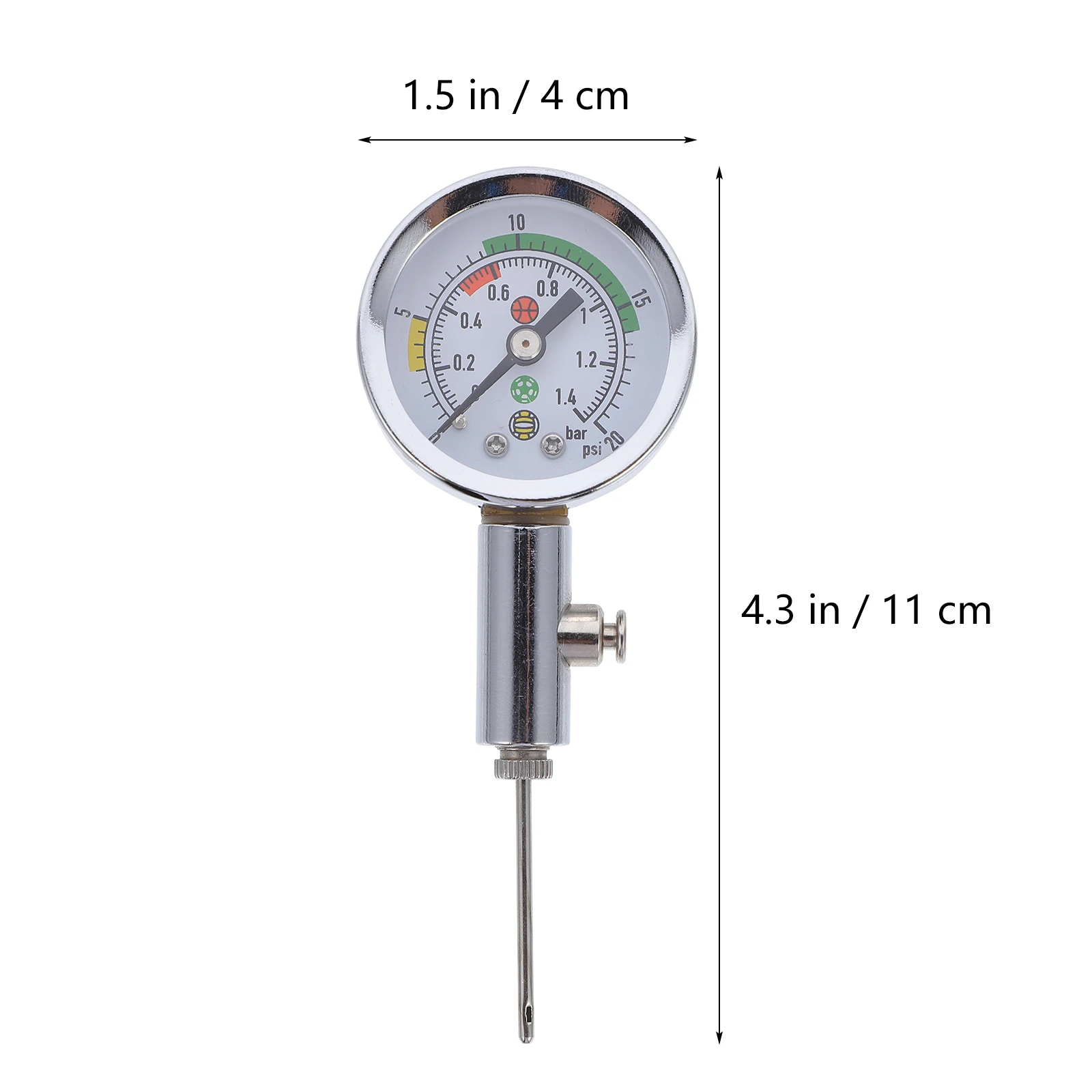

Pressure Gauge Metal Air Barometer For Basketball Soccer Volleyball Adjustable Psi Bar Portable Detachable Air