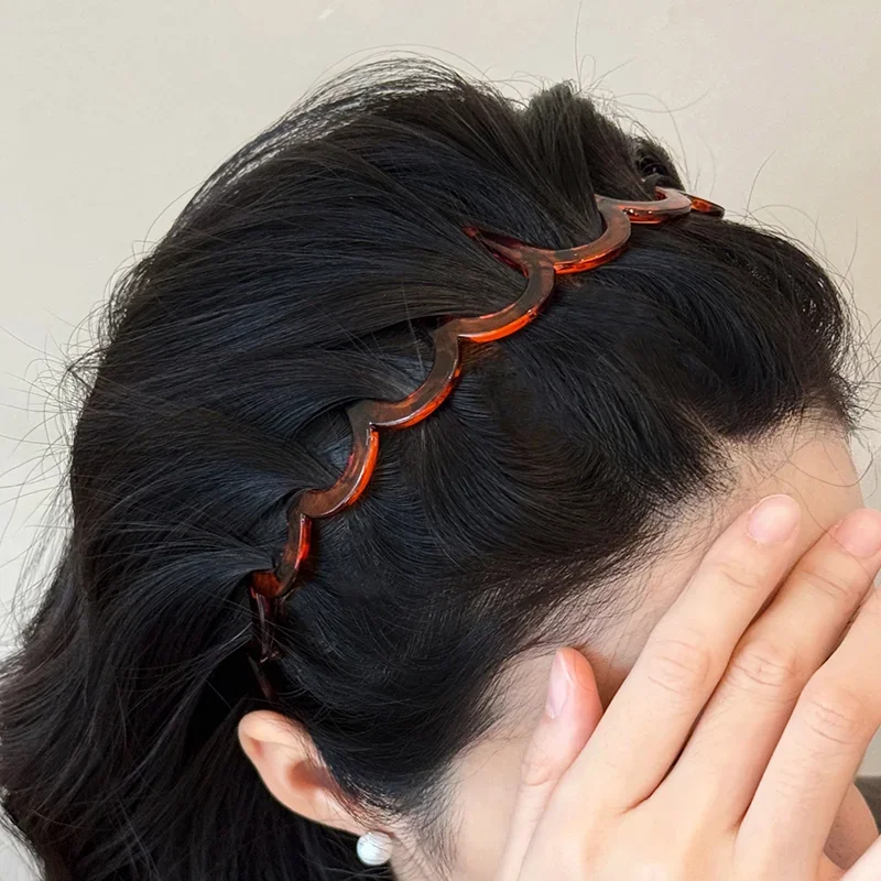 Moda onda headbands para mulheres cor sólida dentado antiderrapante faixas de cabelo menina rosto lavagem esportes hairbands acessórios para o cabelo