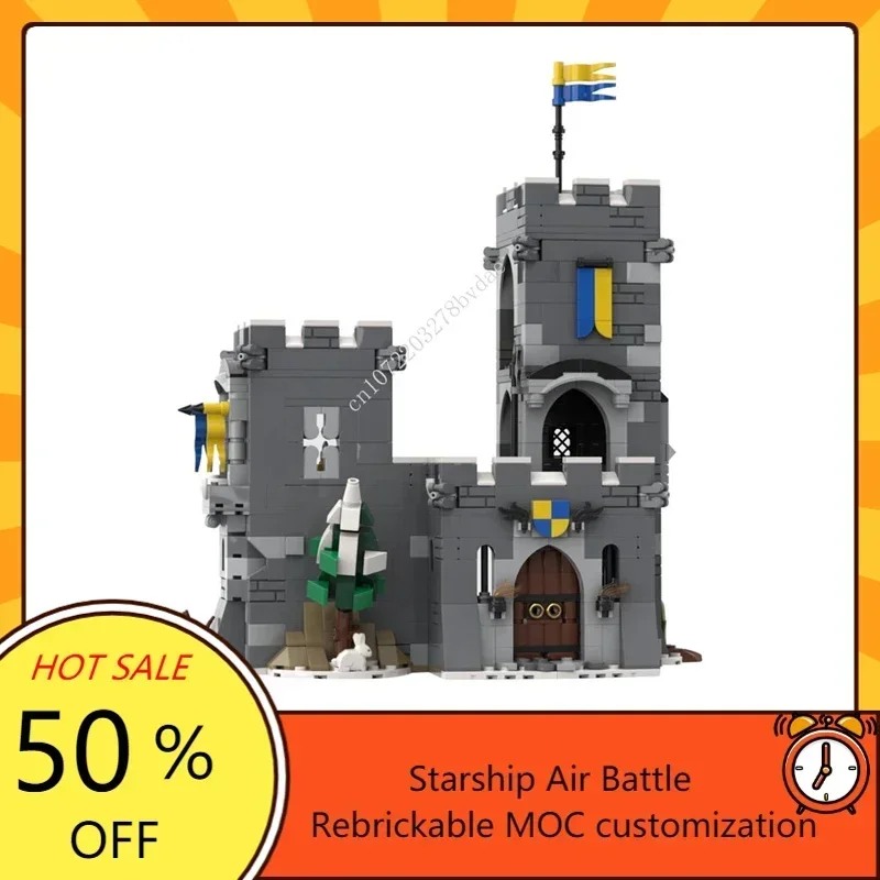 722PCS Customized MOC Medieval Castle Mountain Tower Model Building Blocks Technology Bricks DIY Creative Kids Toys Xmas Gifts