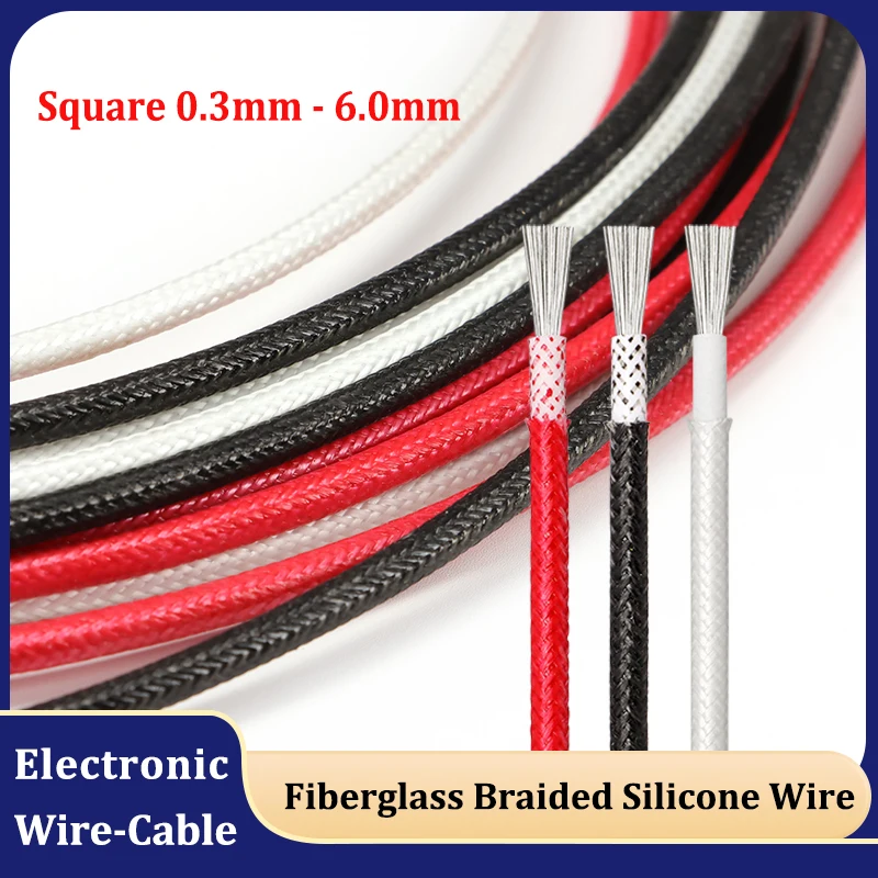 

1 ~ 50m High Temperature Copper Wire Sq 0.3mm - 6mm Fiberglass Braided Silicone Rubber Insulation Warm Floor Heat Element Line