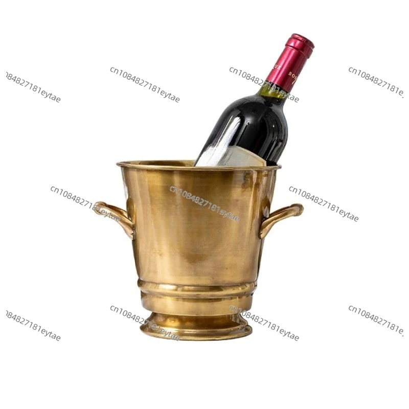 European style imported brass handmade champagne barrels, vintage restaurant bar cabinets decorated with ice buckets.