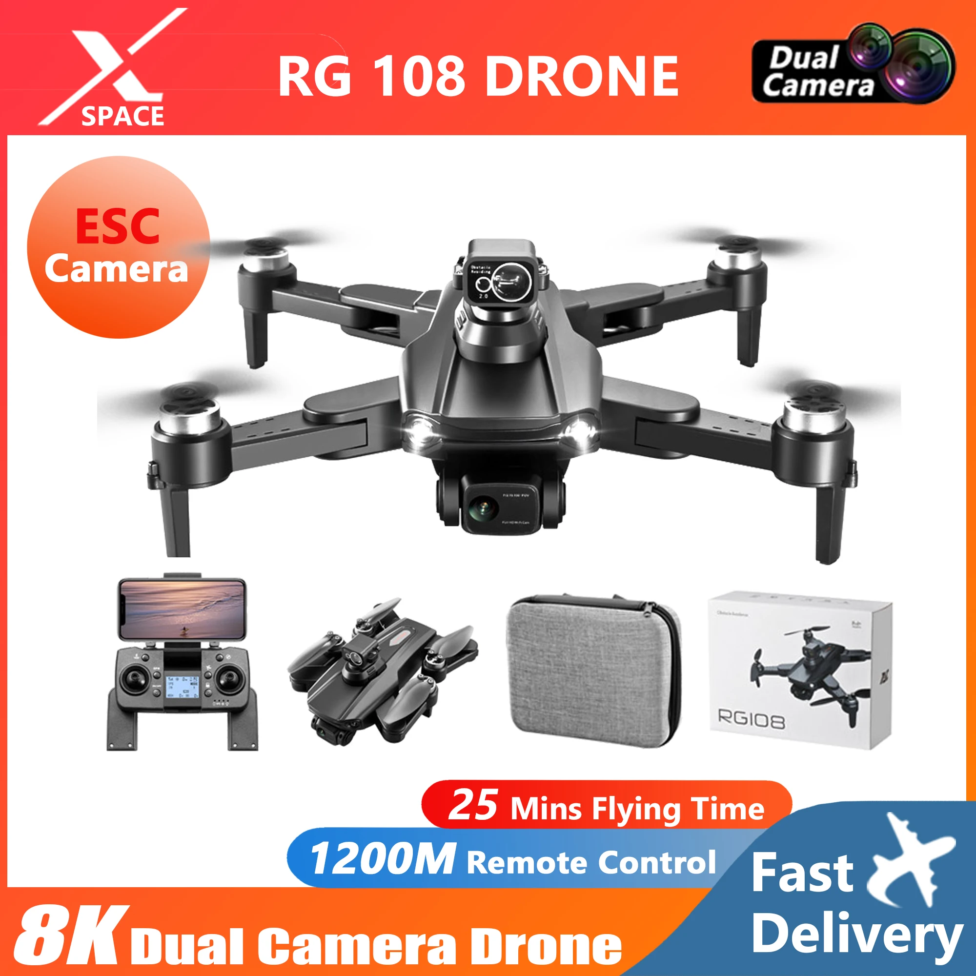 Drone RG108 Uav Aerial Photography 360 ° Obstacle Avoidance Hd Dual Camera Brushless Gps Low Power Return Dron Quadcopter Toys