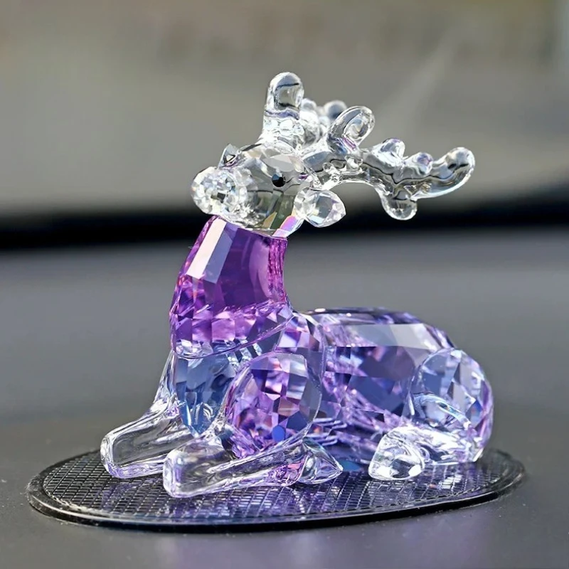 

Have A Safe Journey Crystal Deer Figurine Miniature Girl Room Desk Ornament Creative Car Decoration Lucky Mascot Birthday Gift