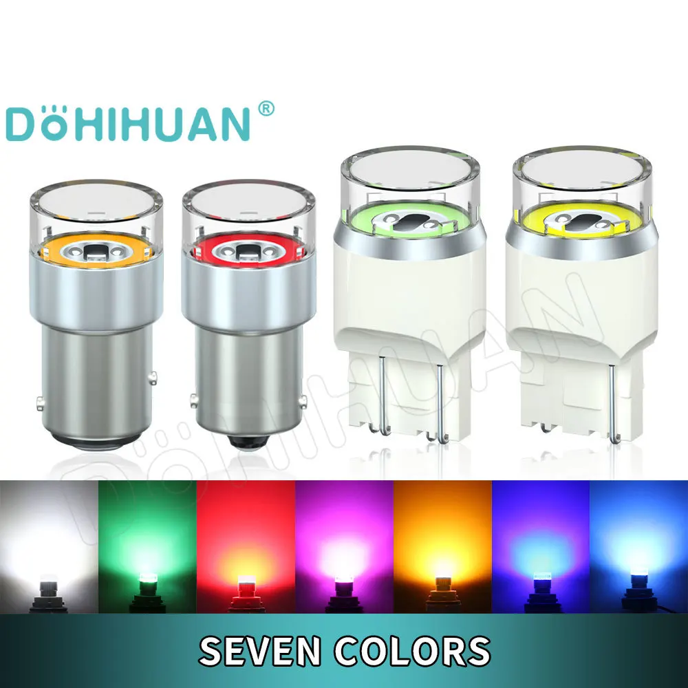 DOHIHUAN 4PCS 12V 24V R5W Led Bulb 1156 Strobe 1157 Lamp T20 7443 7440 P21W BAY15D P21/5W BA15S R10W Red Flash Truck Car Lights