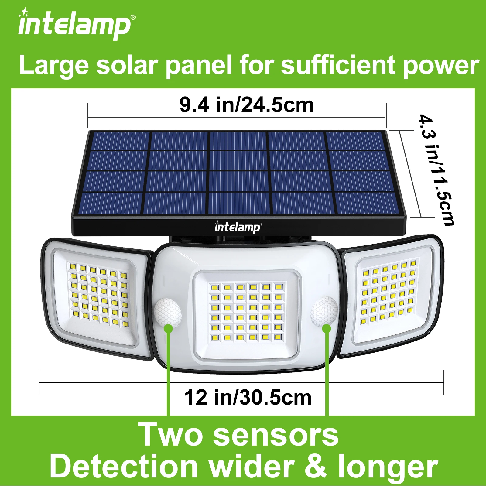 Intelamp Solar Outdoor Light Motion Sensor impermeabile Bright Wall Street Lamp per giardino Yard Path Garage scale portico