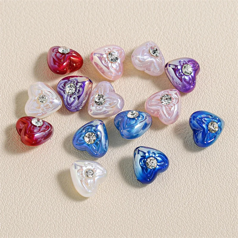 

Wholesale 54pcs/lot color print 10mm cartoon hearts shape acrylic straight hole beads diy jewelry garment hair accessory