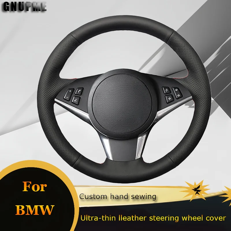 DIY Car Steering Wheel Cover Anti-Slip Perforated Lerther For BMW E60 E61 530d 545i 550i E63 E64 630i 645Ci 650i Car Accessories