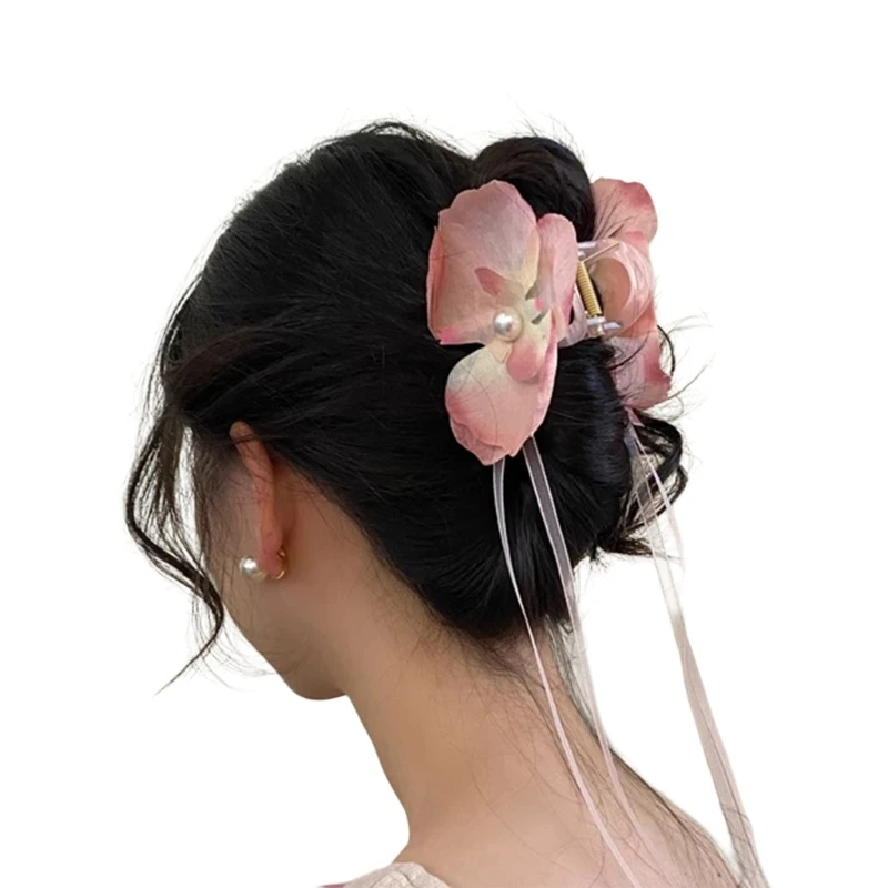Jepit Rambut Musim Semi Jepit Rambut Klip Cakar Bunga Realistis Alat Bentuk Rambut Wanita