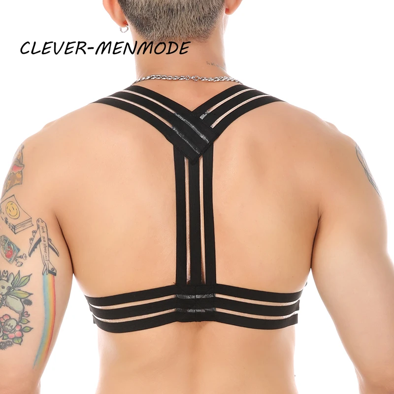 ผู้ชายเซ็กซี่BDSM Bondageสายคล้องคอชุดชั้นในWet Top Crop Top Bodyอุปกรณ์เสริมคลับเครื่องแต่งกายดาบเข็มขัดSissyสัมผัสชุด