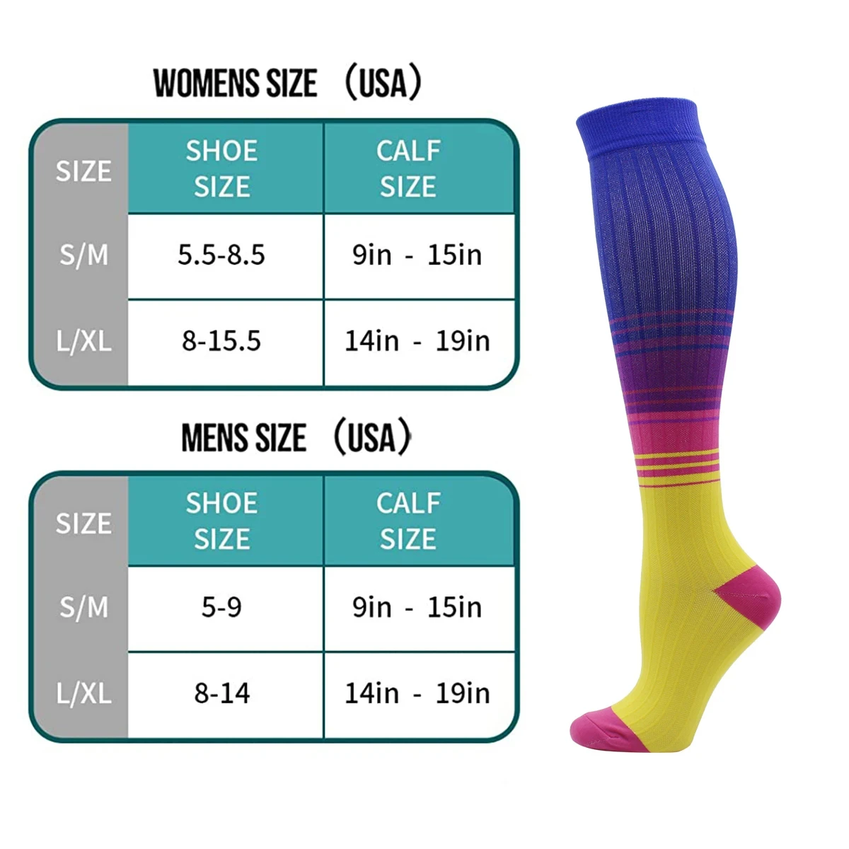 Combination Compression Socks Varicose Veins Pregnancy Sports Socks Outdoor Running Hiking Mountain Climbing Rugby Elastic Socks