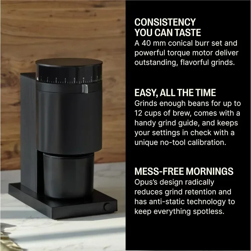 Fellow Opus Conical Burr Coffee Grinder - All Purpose Electric - Espresso Grinder with 41 Settings for Drip, French Press