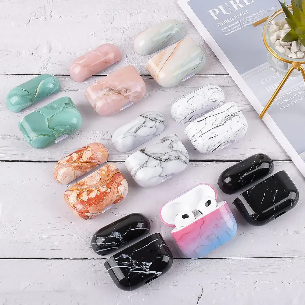 Voor Apple AirPods 4 Pro 2e 3e 1 Beschermhoes Cover Marmeren Steen Luxe Dust Guard Tas Shell Draadloze Oortelefoon Opladen doos