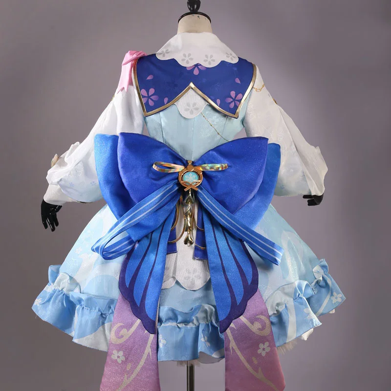 In stock! Game Genshin Impact Cos Kamisato Ayaka Cosplay Costume Flower Time Letters Cute spring suit Female Costume A