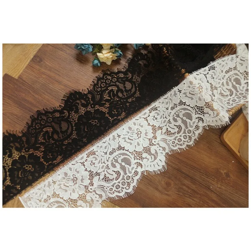 

3m x 16cm Wide Exquisite Cotton-containing Eyelash Lace Trim for Skirt Edges Curtains and Clothing Splicing