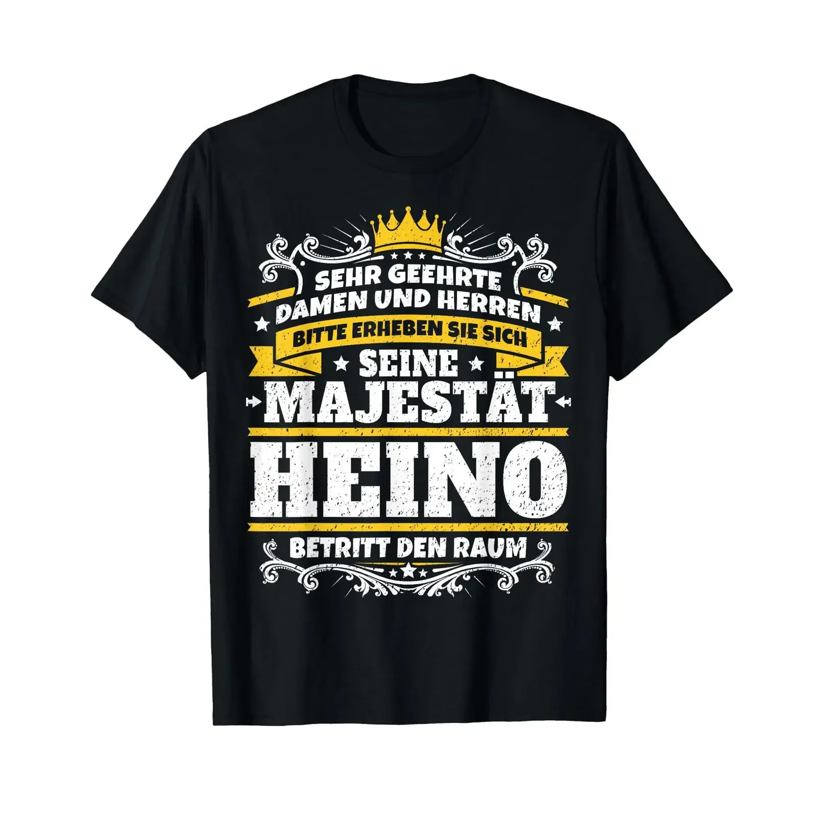 T-shirt Heino Name Funny Majesty, style vintage délavé, doux, streetwear, respirant, décontracté, pour tous les jours