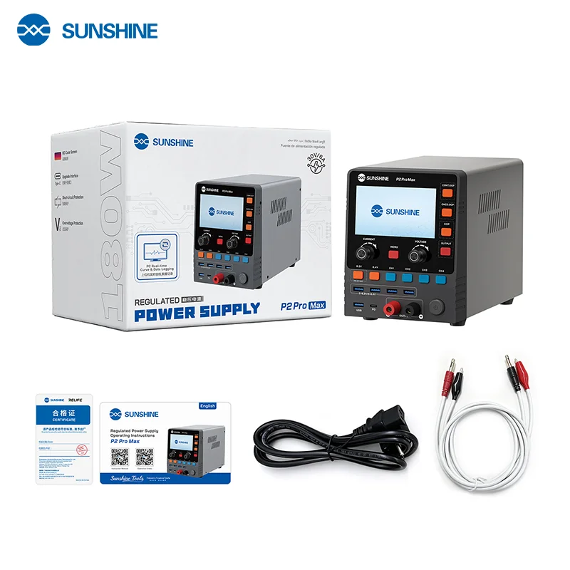 SUNSHINE P2 Pro Max 30V 6A Toroidal DC Power Supply for Phone Motherboard Repair Smart Digital Display High-power Dual Control