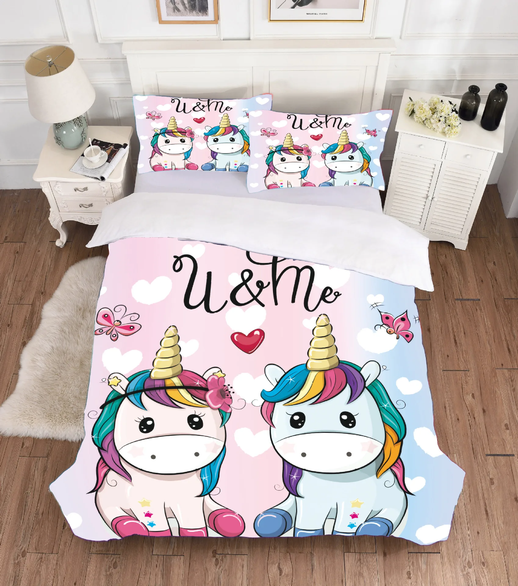 

3D Cartoon Unicorn Rainbow Horse Duvet Cover With Pillow Cover Bedroom Decoration Bedding Set Single/Twin/Full/Queen/King Size